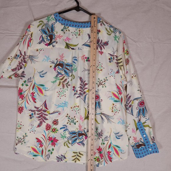 Talbots Tunic Style Blouse Womens Size XLP Pullover Floral Boho Semi Sheer - Picture 5 of 13